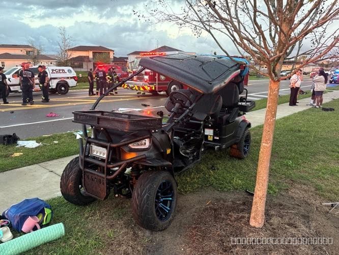 Golf Cart Carrying Family of Eight Overturns After Crash on Elam Road in Wesley Chapel